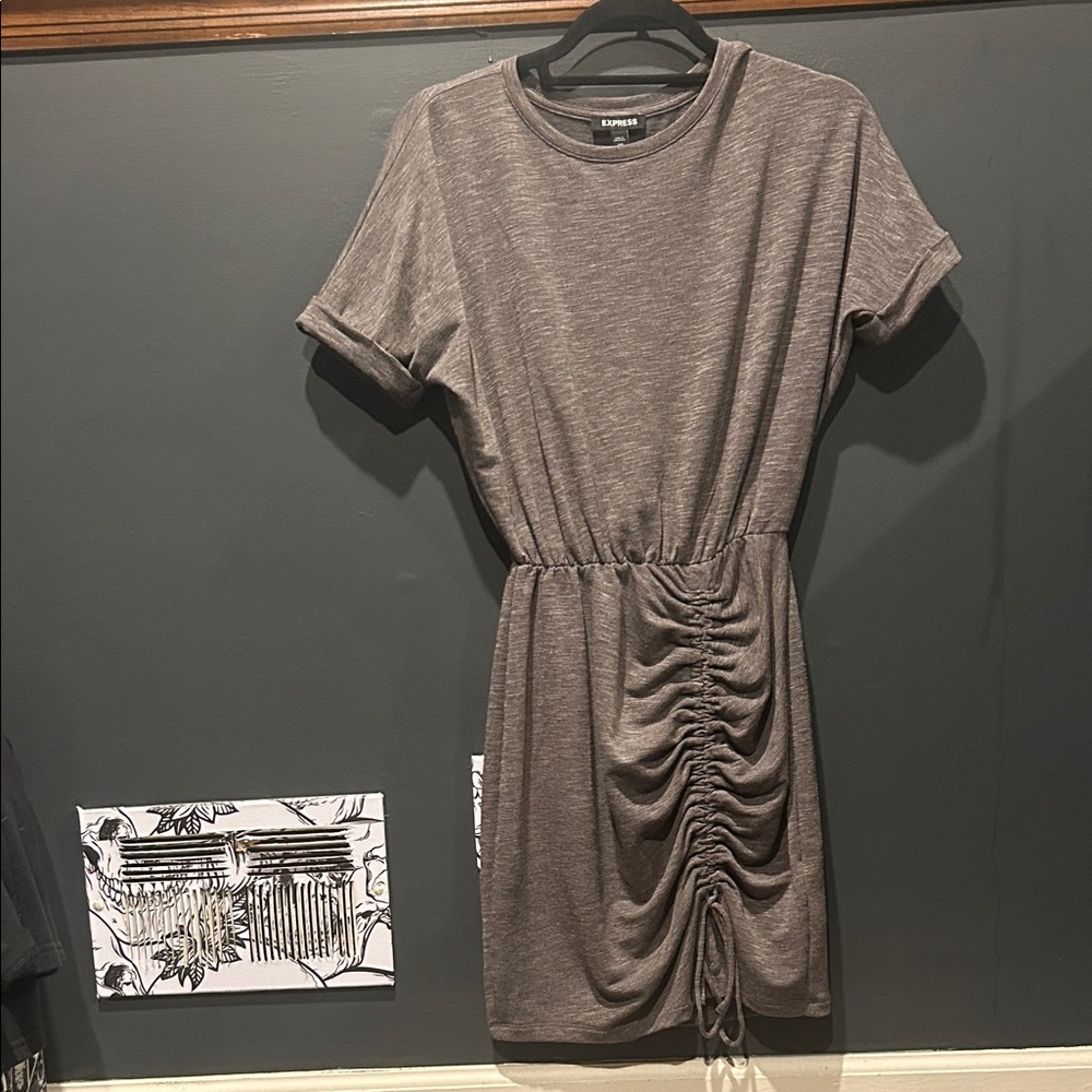 Express Charcoal Ruched Mini Dress
